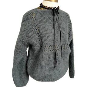 🛑 Chunky Blue Wool Blend Sweater - S/M, Italian 🇮🇹
